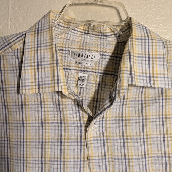 Van Heusen Men's Plaid Button-Up Shirt Pre-owned  Size 18. 34/35 - Picture 6 of 12